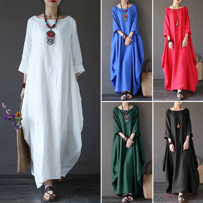 Loose Plus Size Cotton Linen Maxi Dress