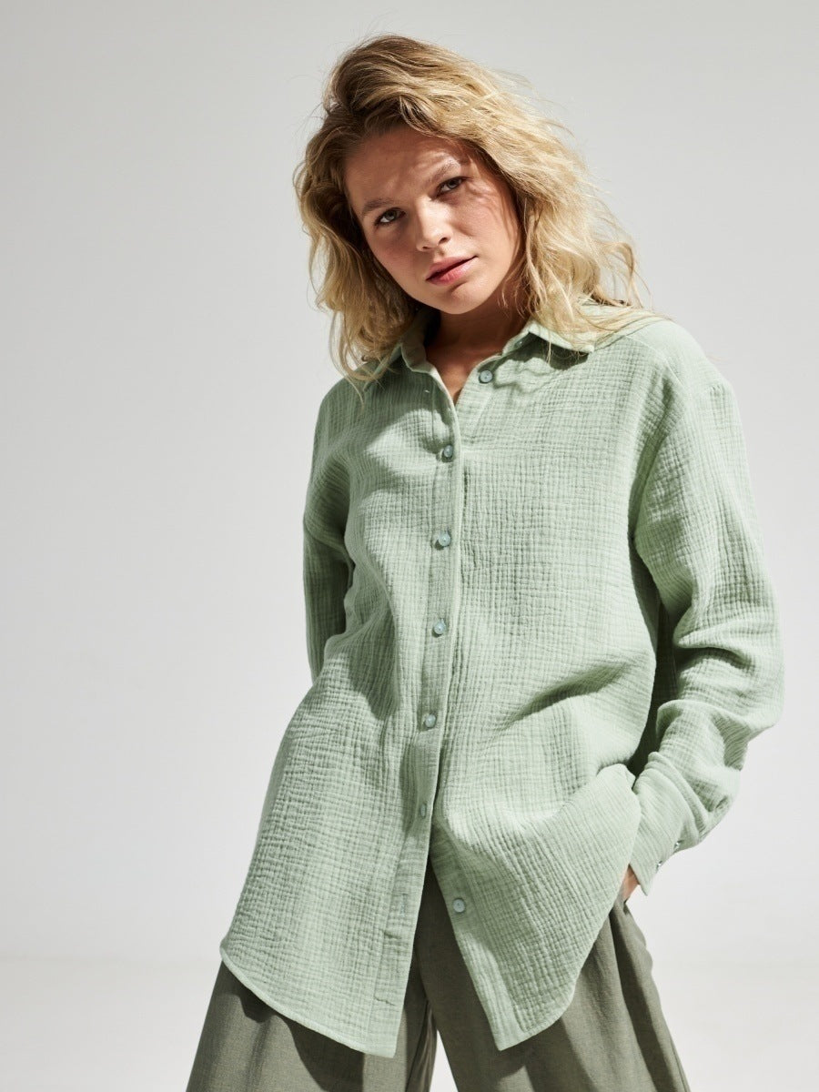 Cotton Loose Fit Polo Collar Shirt