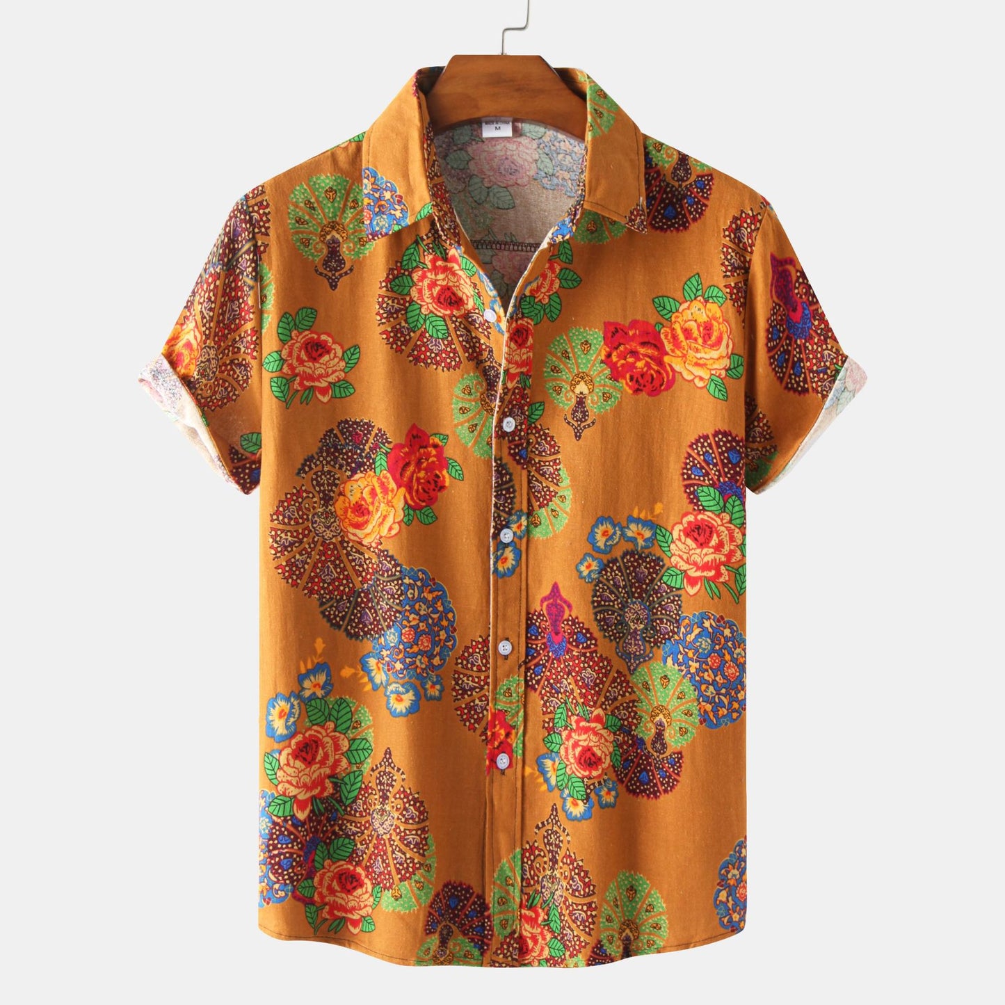 Men's Casual Cotton-Linen Short Sleeve Shirt
