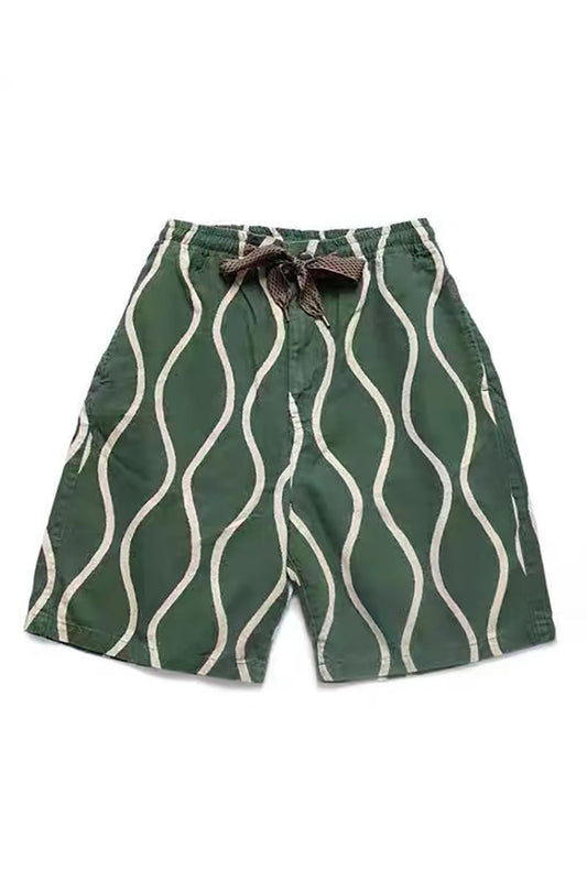 Cotton Linen Japanese Water Ripple Casual Overalls Shorts