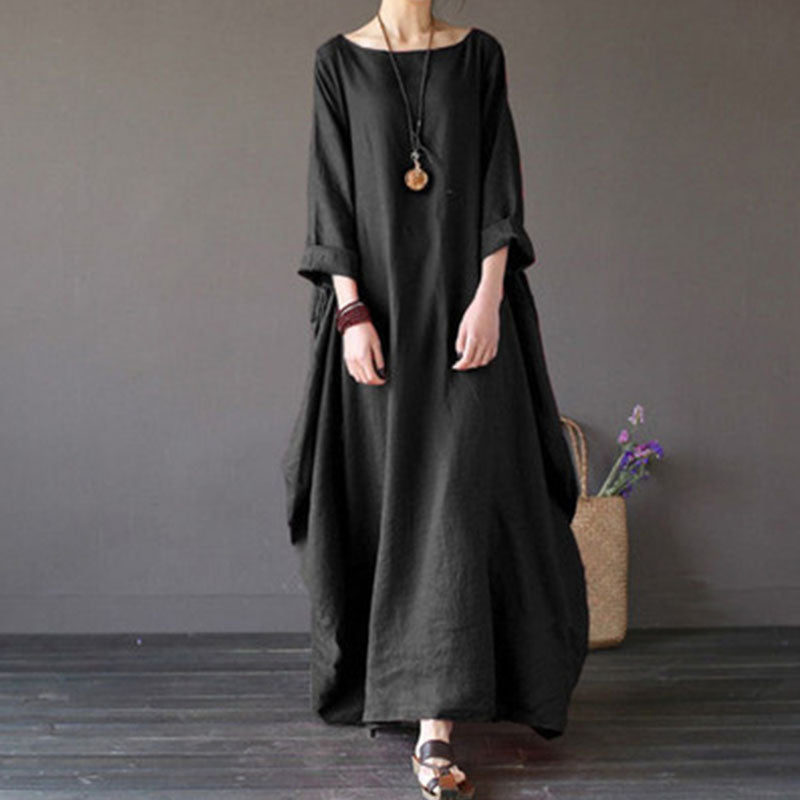 Loose Plus Size Cotton Linen Maxi Dress