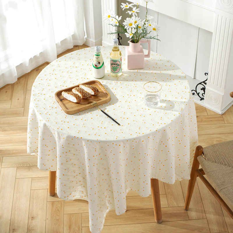 Yellow Daisy Floral Rectangular Tablecloth (Cotton/Linen)