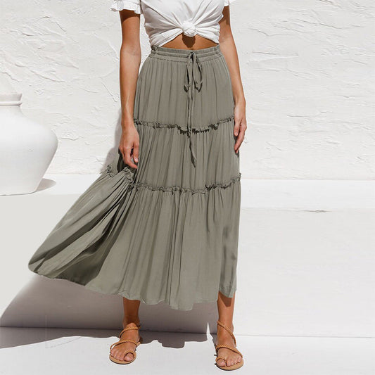 High Waist Slim Cotton-Linen Skirt for Women