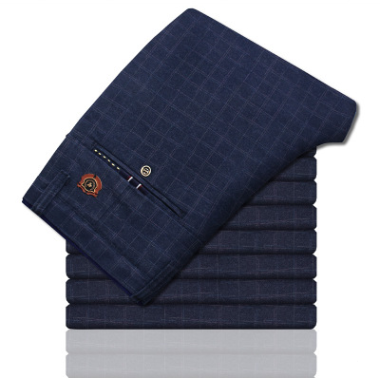 Men's Plaid Casual Cotton-Linen Straight Pants