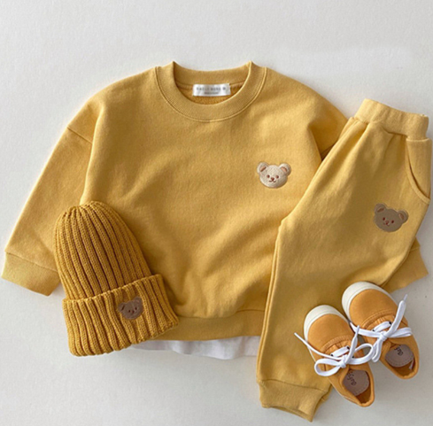 Little Teddy Outfit - Cotton Hoodie and Pants Set (One Set)