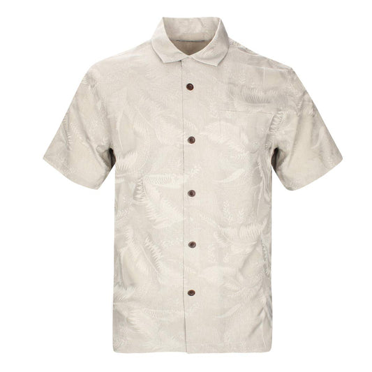 Havana Breeze Mens Hawaiian Shirts Silk Botton Down Short Sleeve Shirts Tropical Casual Beach Shirt Camp Shirts Khaki Leaf M
