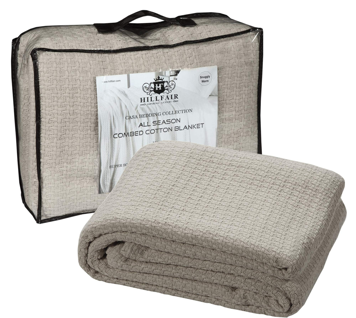 HILLFAIR 100% Cotton Throw Blankets- 50 x 60 inch- Skin Friendly Soft Lightweight and Breathable Throw Blanket Luxury Cotton Throws for Bed Couch and Sofa All Season Cotton Throw Blankets- Sand