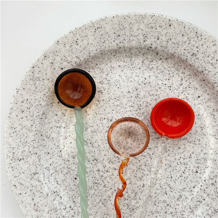 Colored Glass Spiral Coffee Stirring Spoon
