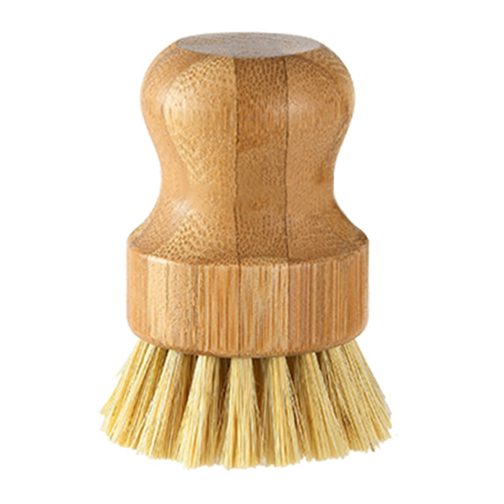 Bamboo Cleaning Brushes with Round Handles for Kitchen
