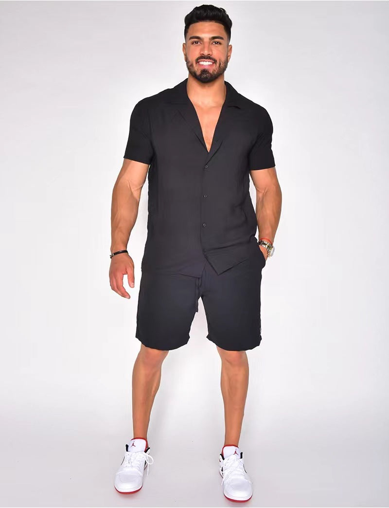 Men's Cotton Linen Summer Set - Hawaiian Style