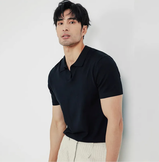 Classic Knit Lapel Polo Shirt for Men