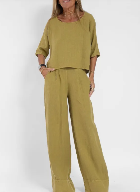 Cotton Linen 3/4 Sleeve Suit