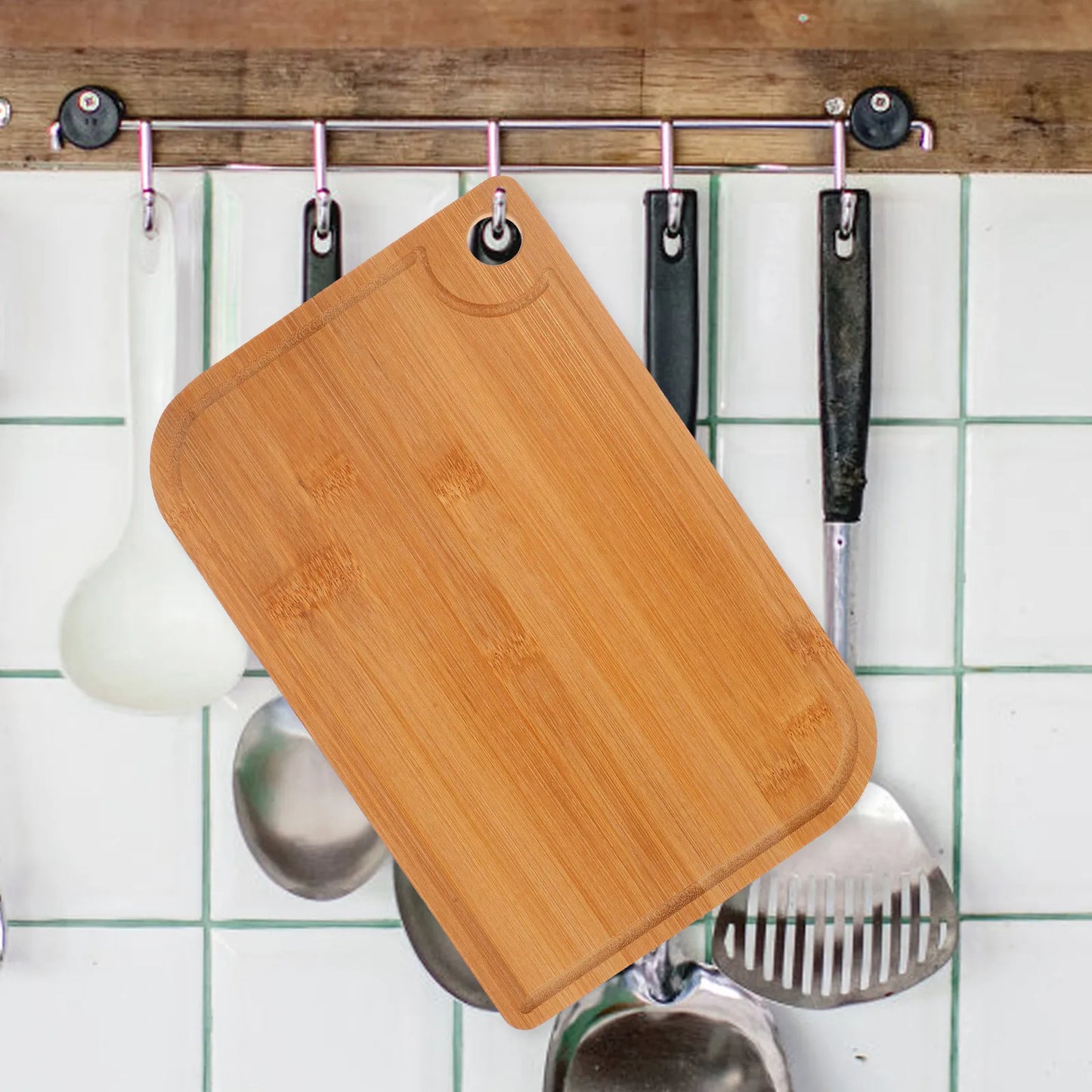 Large Bamboo Cutting Board Dual-Sided Smooth Surface Chopping Board for Kitchen Use with Juice Groove Vegetable Fruit Meat