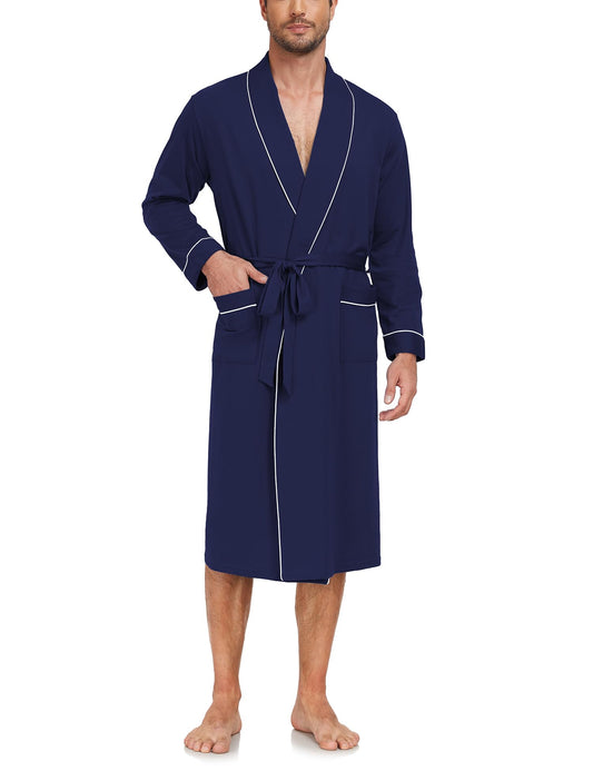 100% Cotton Robes Lightweight Long Sleeve Bathrobe Knit Spa