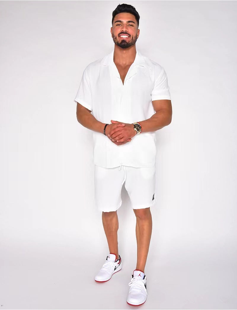 Men's Cotton Linen Summer Set - Hawaiian Style