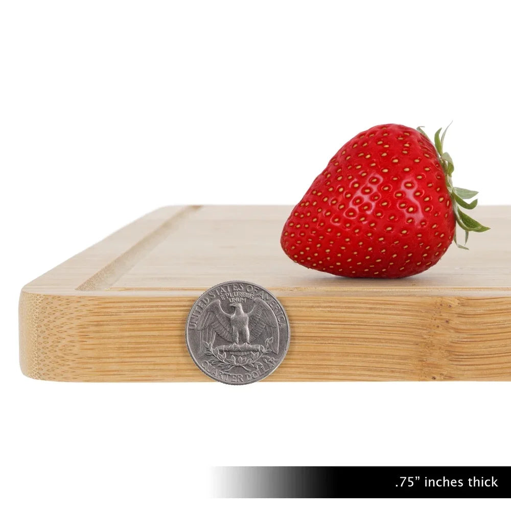 Extra Large Bamboo Cutting Board Thick Knife Friendly Antimicrobial Antibacterial Kitchen Prep Juice Groove Eco-Friendly Food