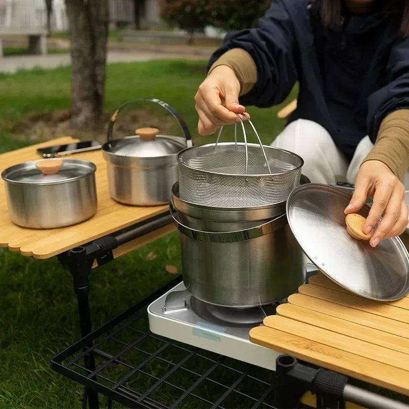 Steel Cookware Outdoor Camping Stainless Cookware Set