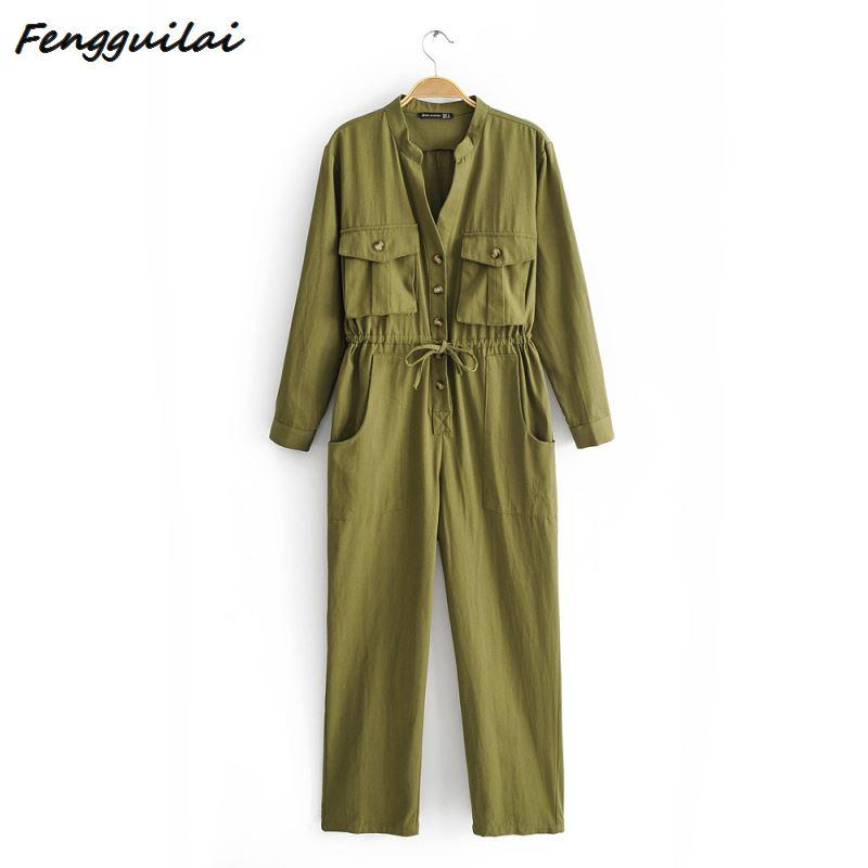2021 Autumn Vintage Cotton Linen Loose Dungarees Jumpsuit