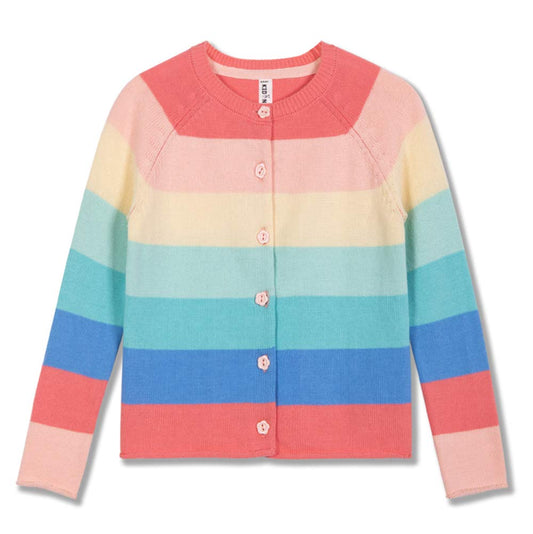 100% Cotton Rainbow Button up Kids Cardigan