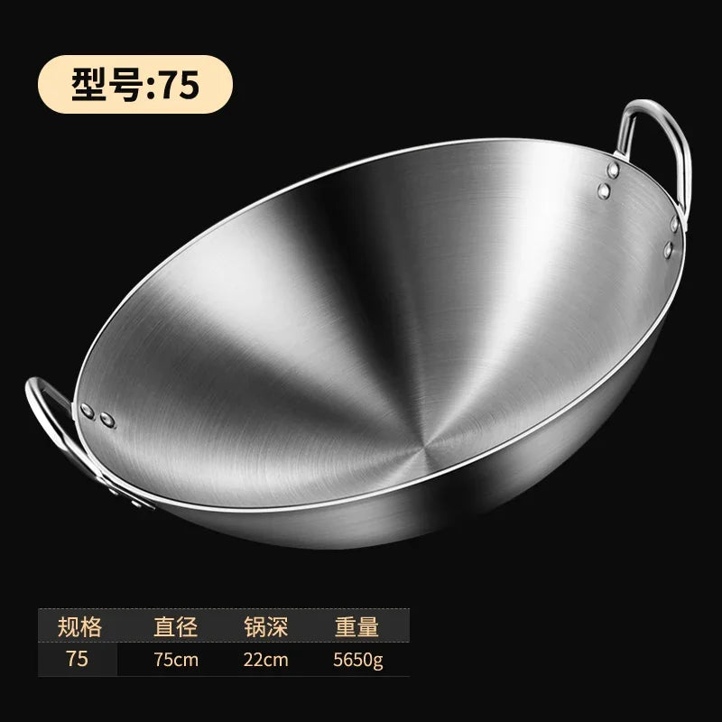 Non Stick Wok Pan Cookware 75cm Large Commercial Carbon Steel Wok Stainless Steel Pots and Pans NM393
