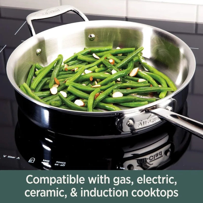 10 Piece Stainless Steel Cookware Set w/ Frying Pans, Pots and Pans Set, Induction, Oven Broiler Safe