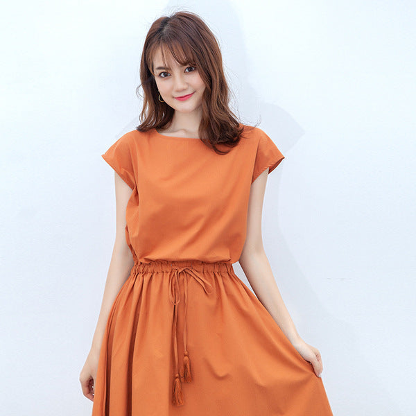 Plus Size Cotton Linen Loose Waist Dress