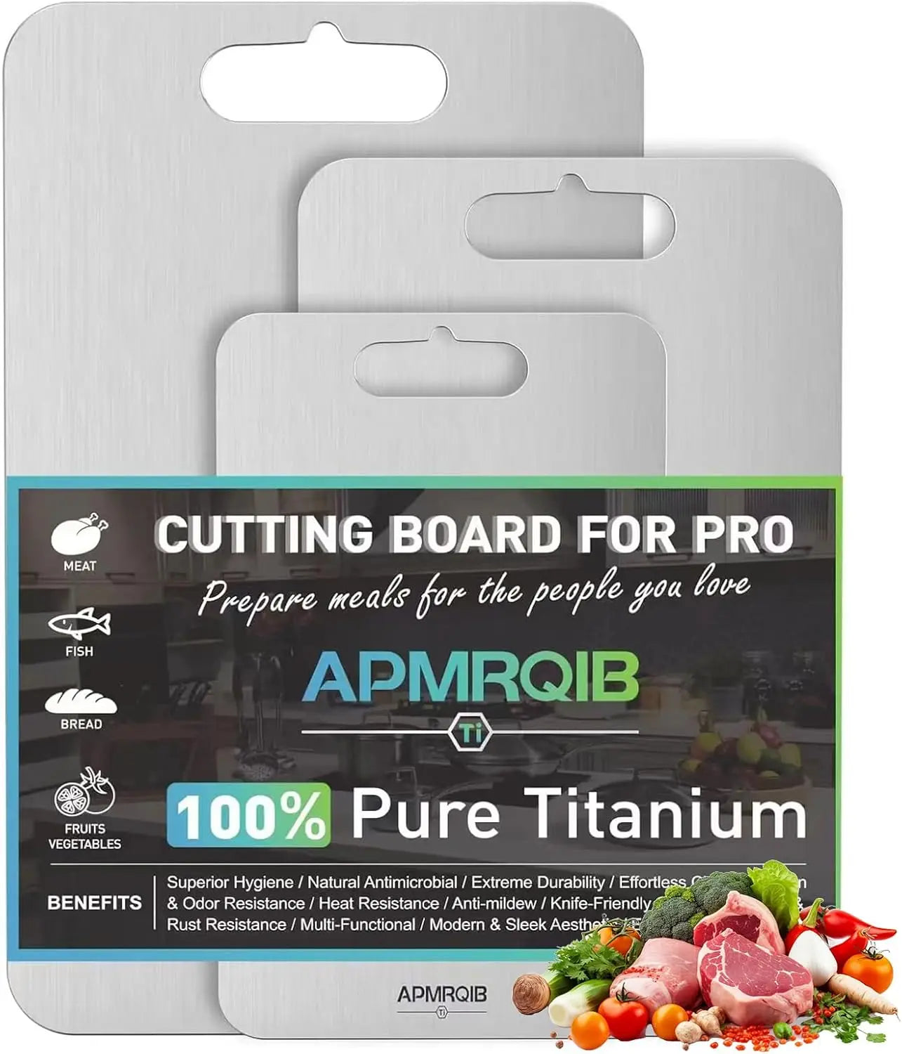 Titanium Cutting Boards for Kitchen,100% Pure Titanium Cutting Board Set of 3, Double Sided Non Toxic Cutting Board, Hyg