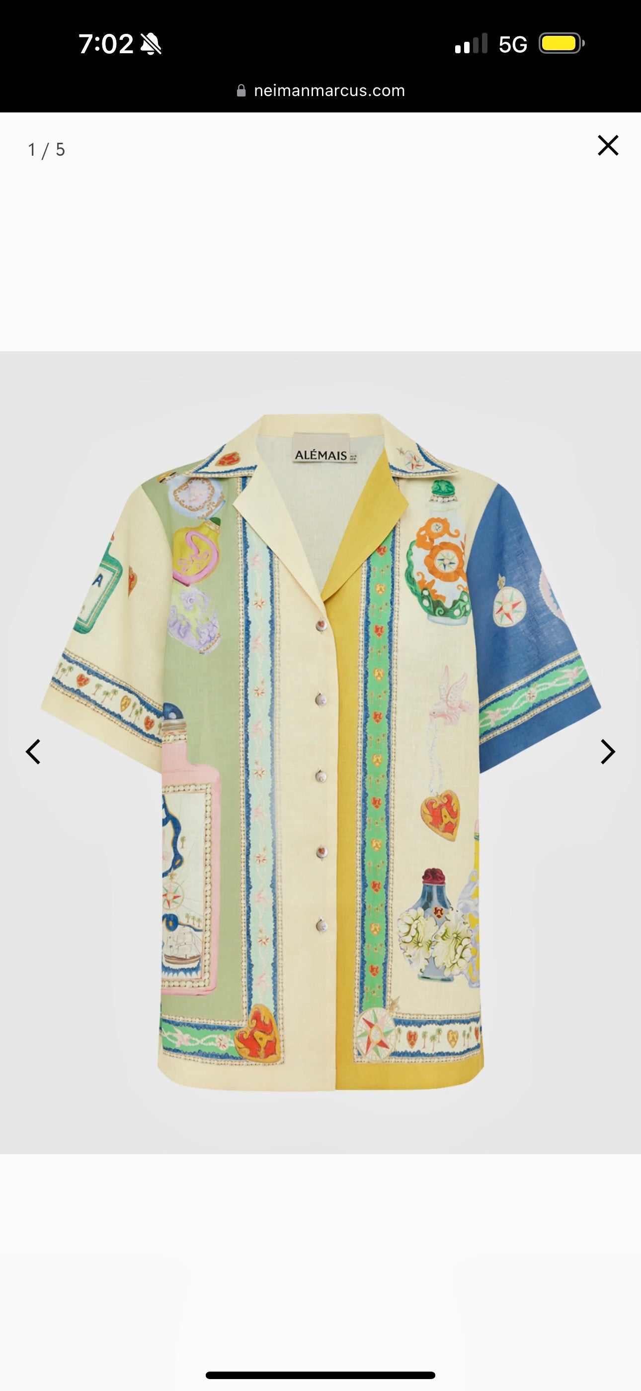 Alemais Elixir Shirt Women’s Multicolor Euro Flax Linen Top Button Down