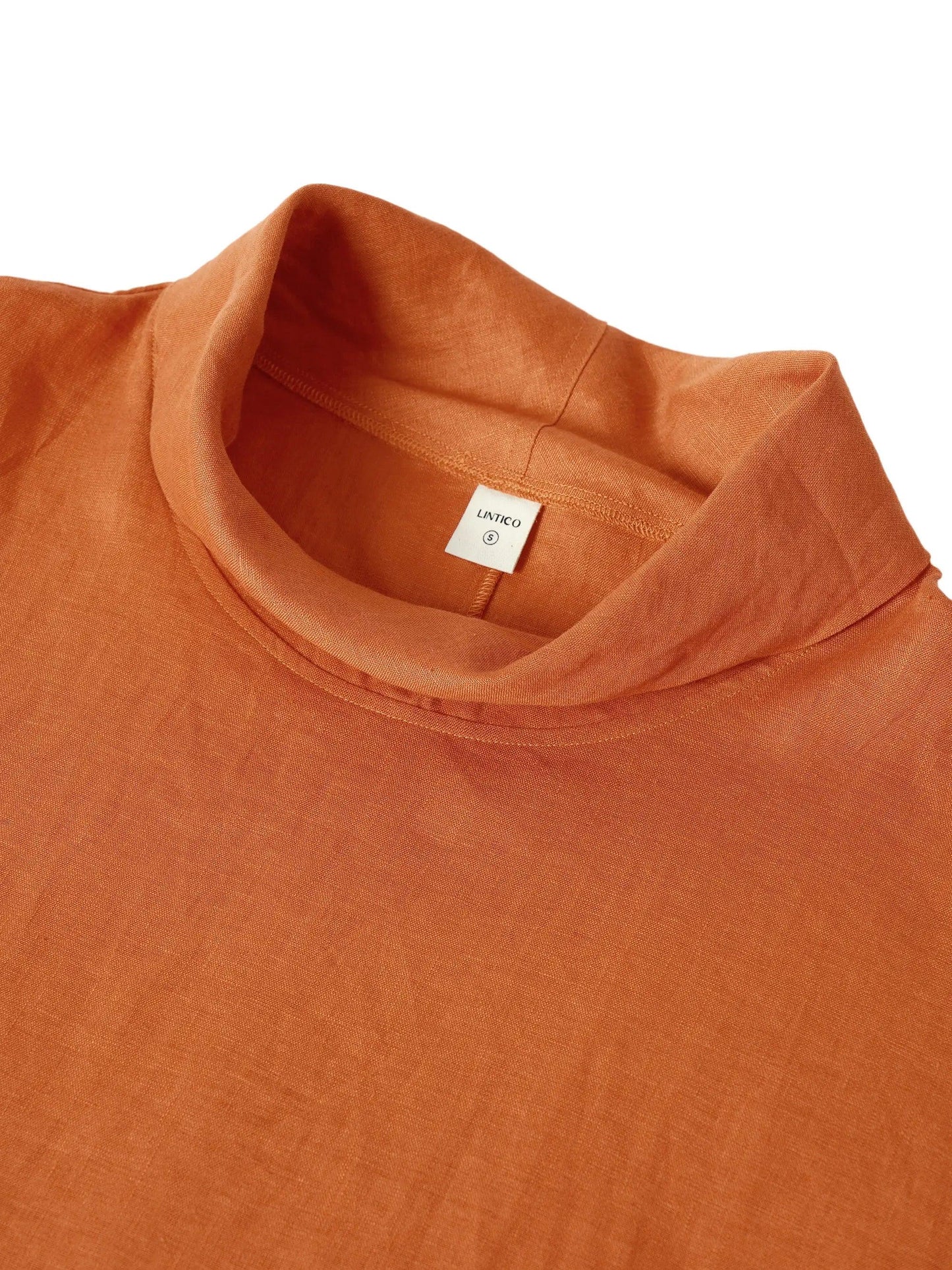 Linen-Cotton Dropped Collar Long-Sleeve Top TRISTAN