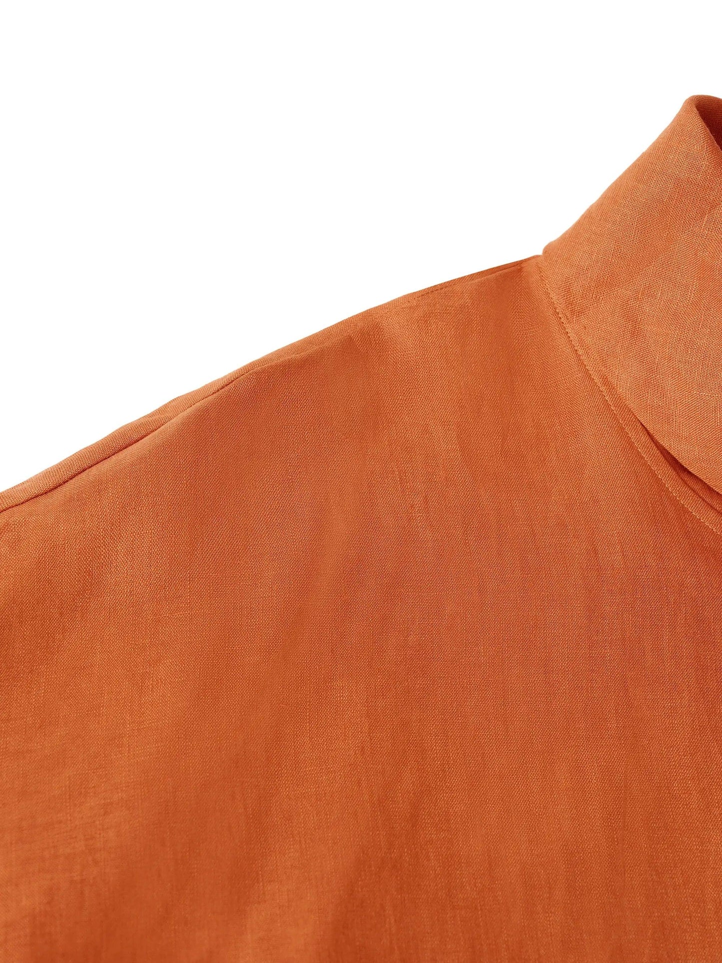 Linen-Cotton Dropped Collar Long-Sleeve Top TRISTAN