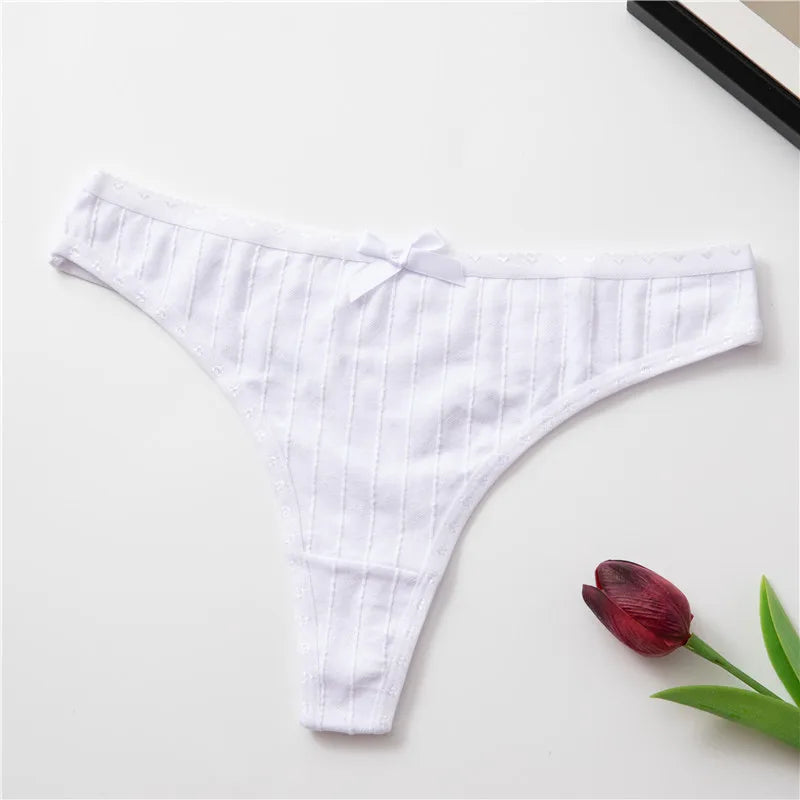 1Pcs Cotton Underwear For Woman Soft Breathable T-back Women's Panties Female Low-Rise Thongs Intimates BANNIROU