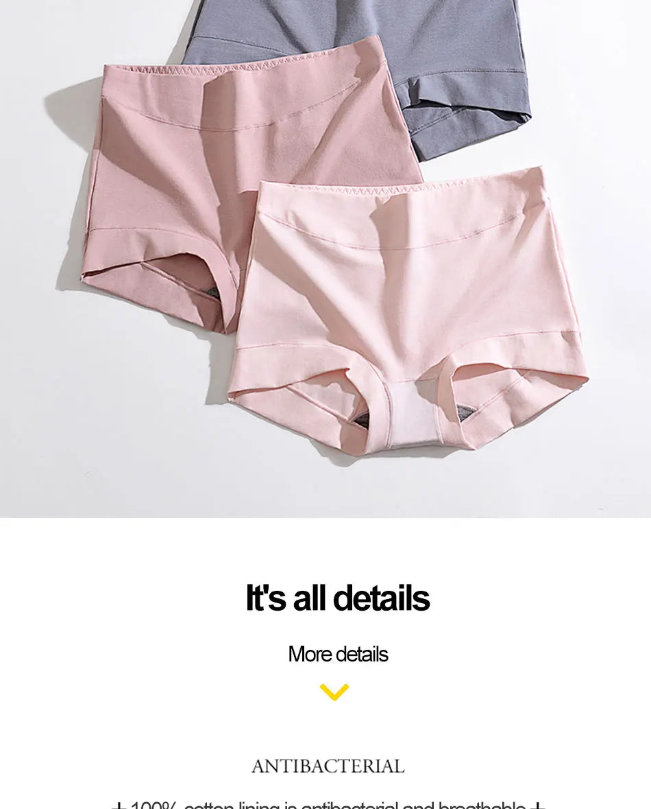Cotton High Waist panties soft Women's Underwear Plus size Boxer Panties Girls Safety Briefs Antibacterial Lingerie Comfort Unde