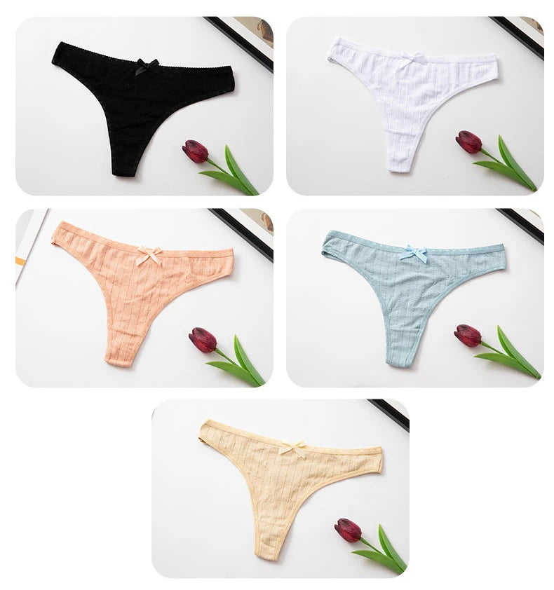 1Pcs Cotton Underwear For Woman Soft Breathable T-back Women's Panties Female Low-Rise Thongs Intimates BANNIROU