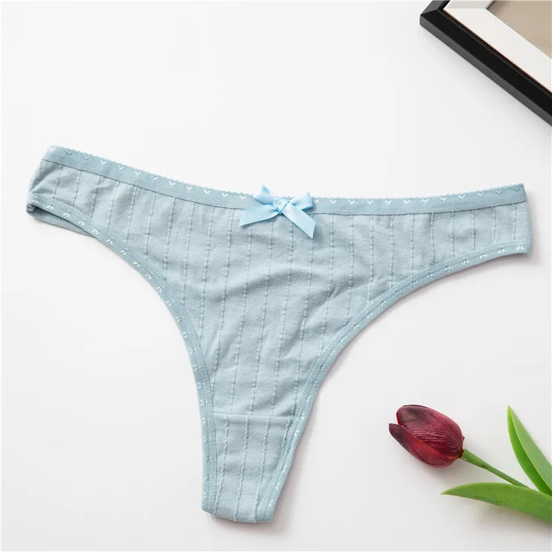 1Pcs Cotton Underwear For Woman Soft Breathable T-back Women's Panties Female Low-Rise Thongs Intimates BANNIROU