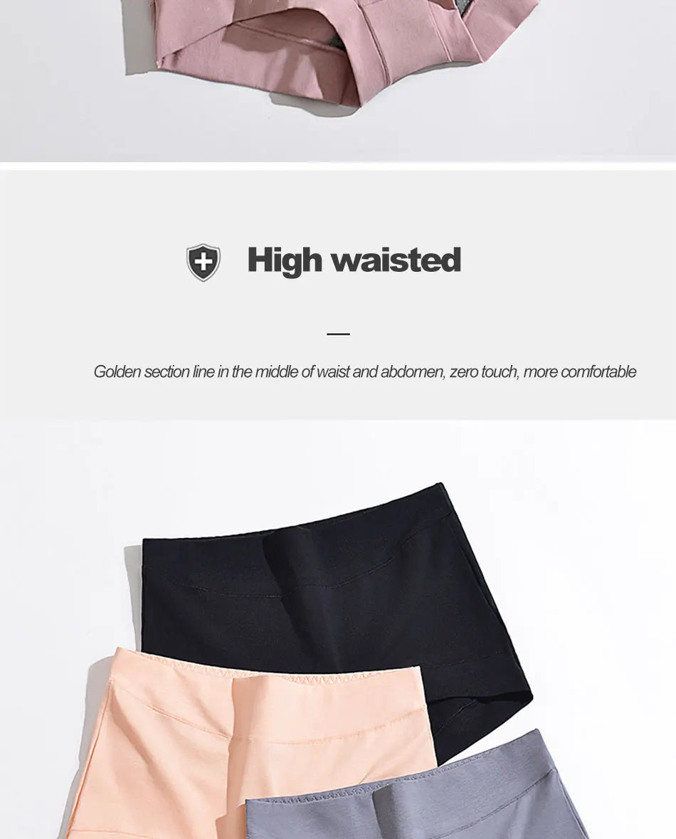 Cotton High Waist panties soft Women's Underwear Plus size Boxer Panties Girls Safety Briefs Antibacterial Lingerie Comfort Unde