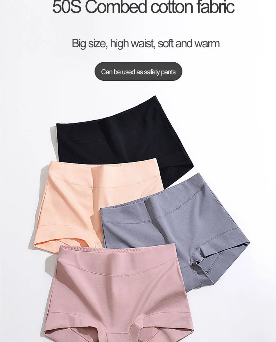 Cotton High Waist panties soft Women's Underwear Plus size Boxer Panties Girls Safety Briefs Antibacterial Lingerie Comfort Unde