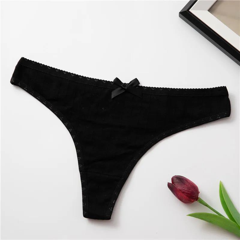 1Pcs Cotton Underwear For Woman Soft Breathable T-back Women's Panties Female Low-Rise Thongs Intimates BANNIROU