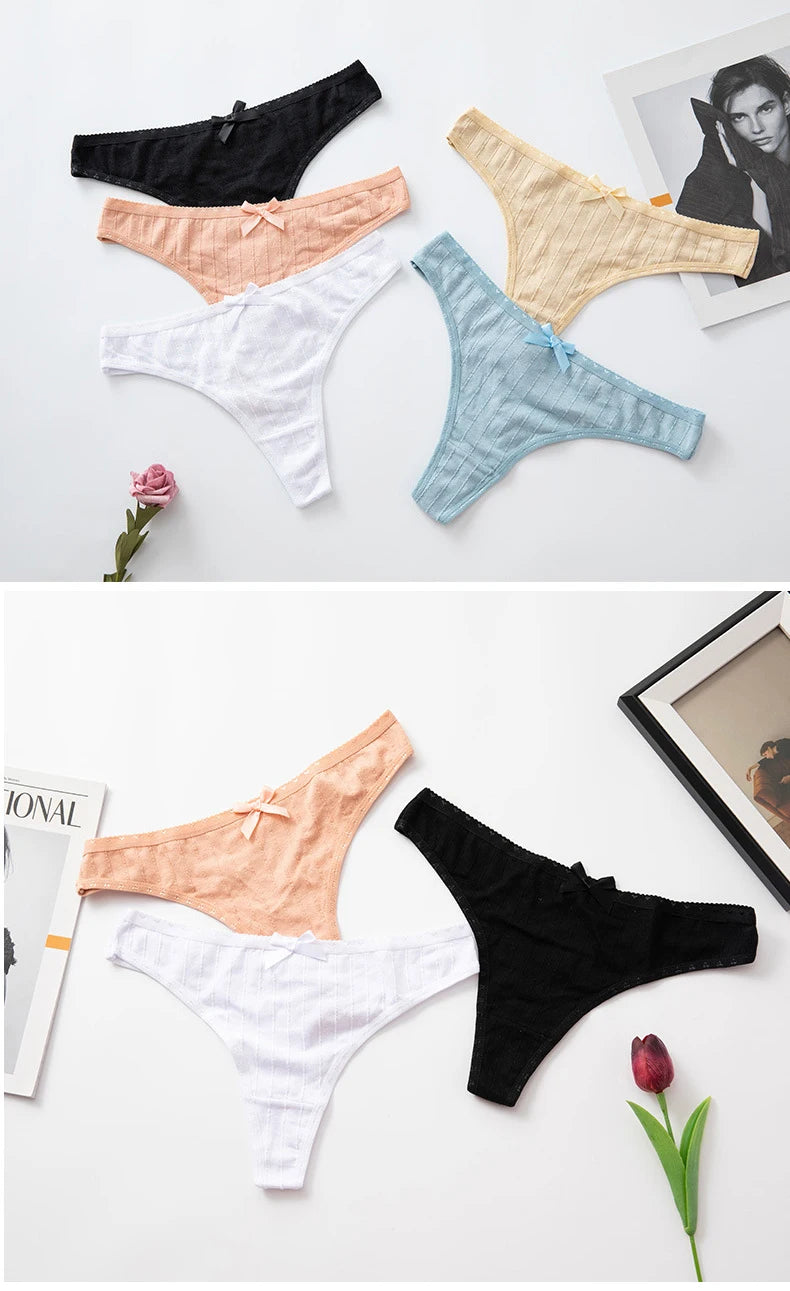 1Pcs Cotton Underwear For Woman Soft Breathable T-back Women's Panties Female Low-Rise Thongs Intimates BANNIROU