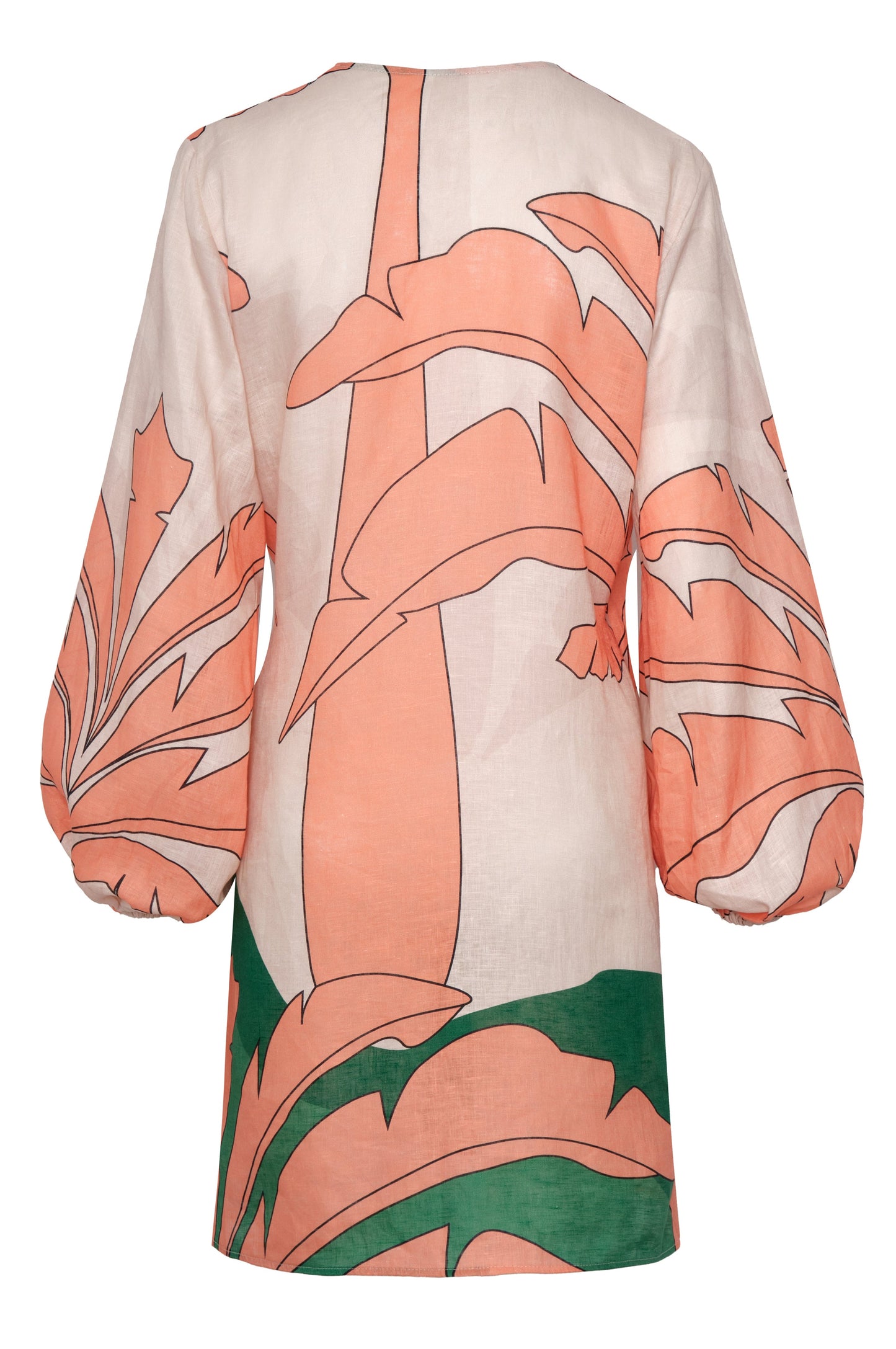 Hojarasca Linen Mini Tunic Dress / Peach Palms