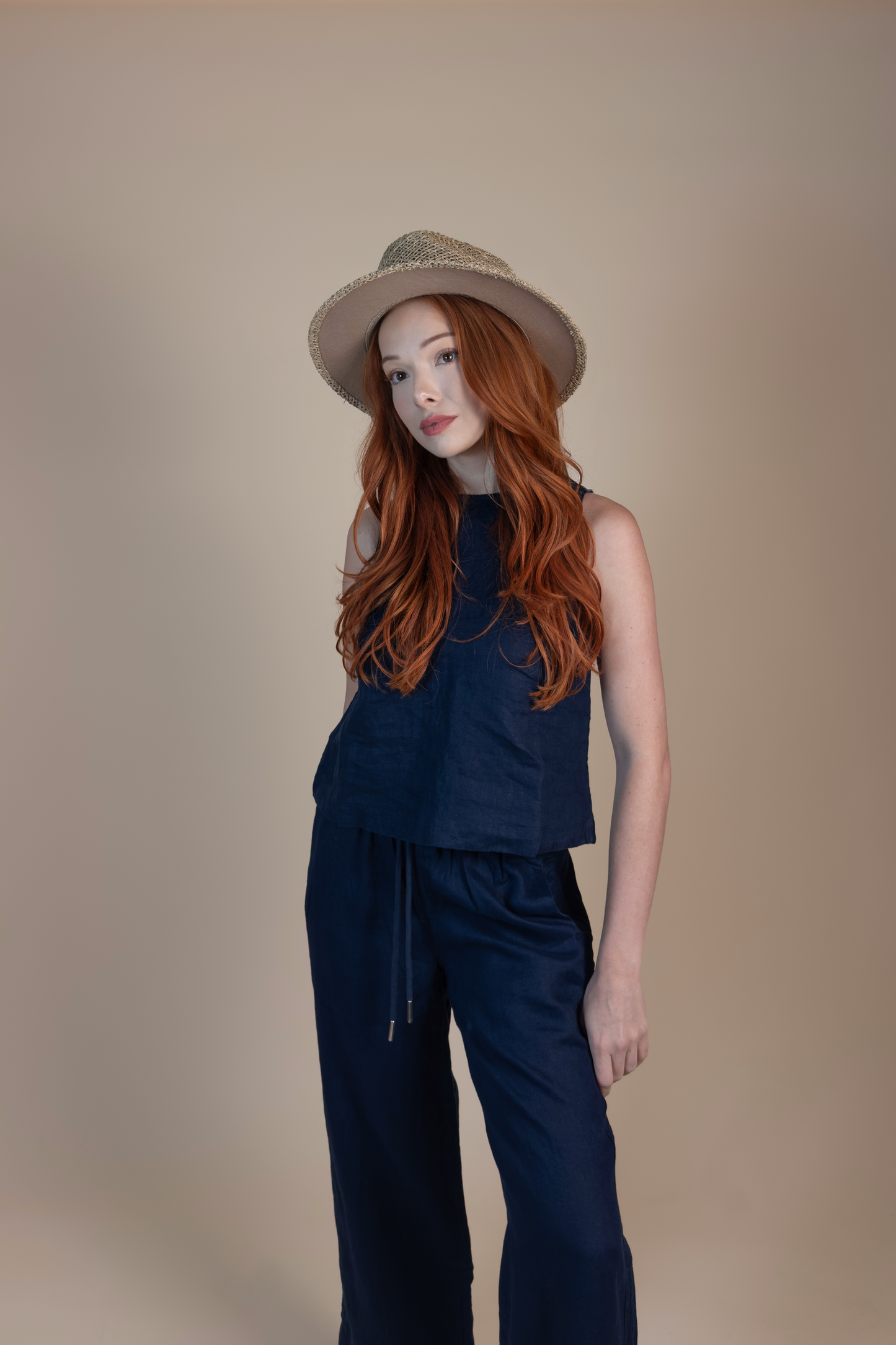 The Riviera Linen Pant – Navy │ Petite