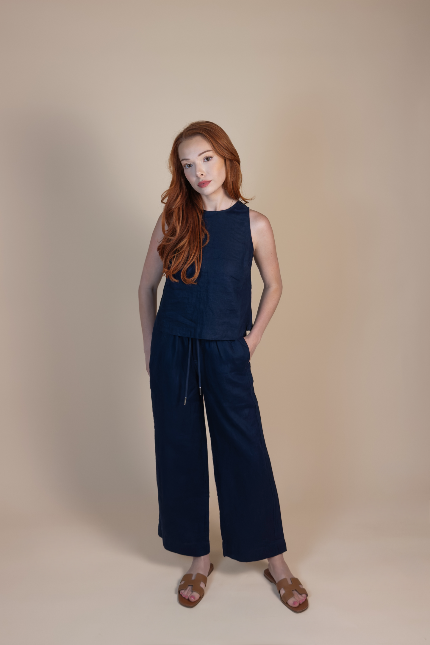 The Riviera Linen Pant – Navy │ Petite