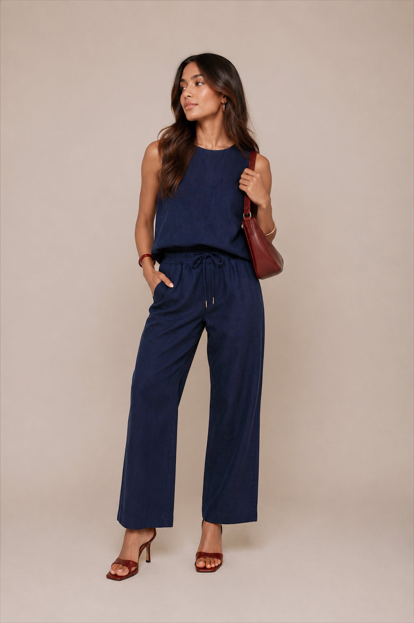 The Riviera Linen Pant – Navy │ Petite