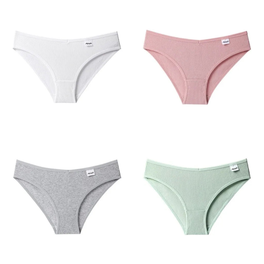 4 Cotton Underwear for Woman Antibacterial Seamless Panty Comfortable Breathable Deep V Plus Size Panties S-XXL