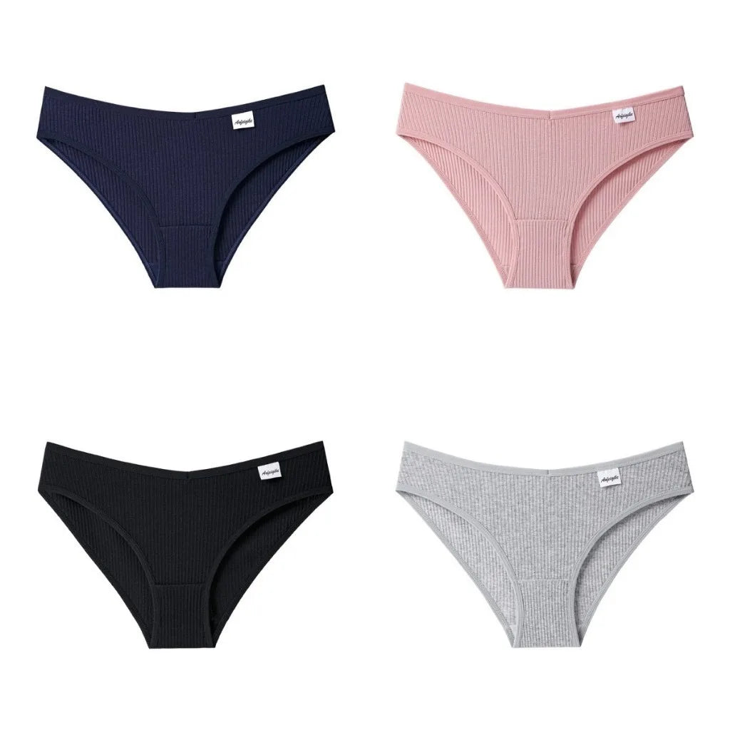 4 Cotton Underwear for Woman Antibacterial Seamless Panty Comfortable Breathable Deep V Plus Size Panties S-XXL