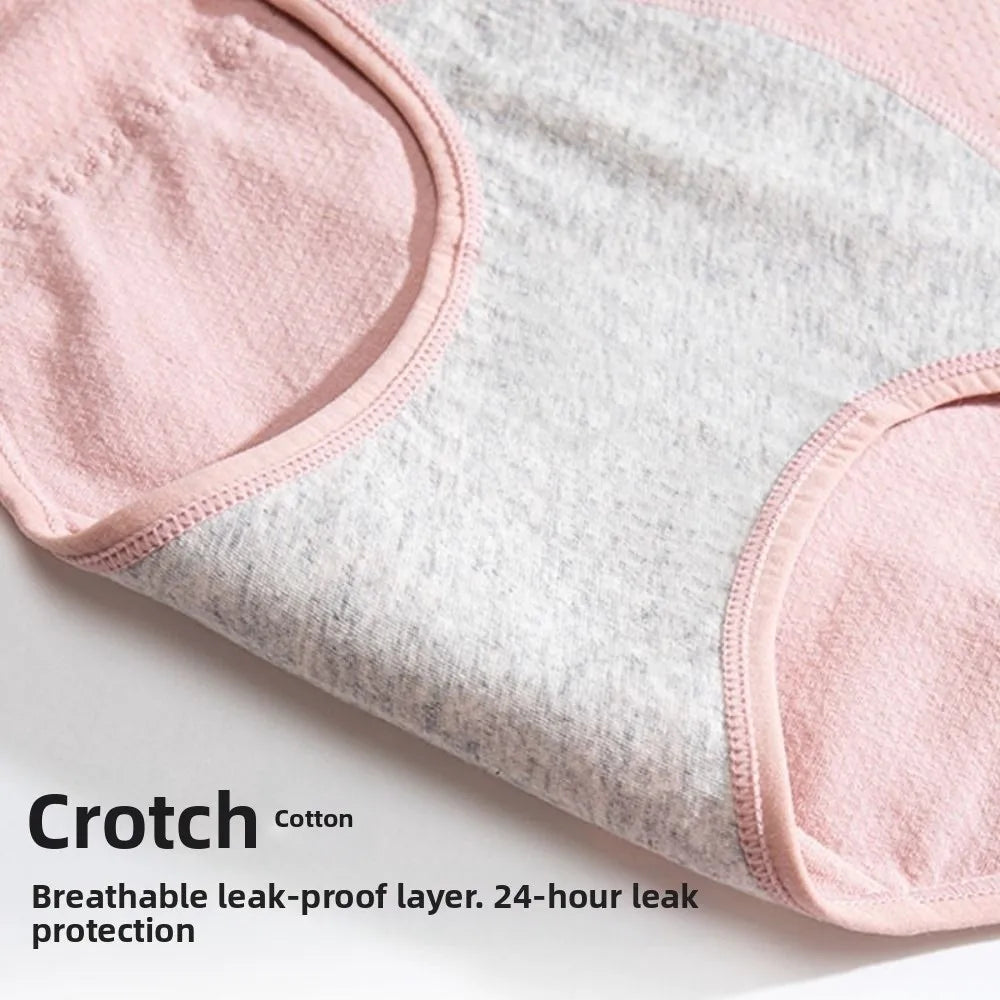 Cotton Menstrual Panties 3 Layer Waterproof Breathable Physiological Pants Antibacterial Middle Waist Leak Proof Underwear