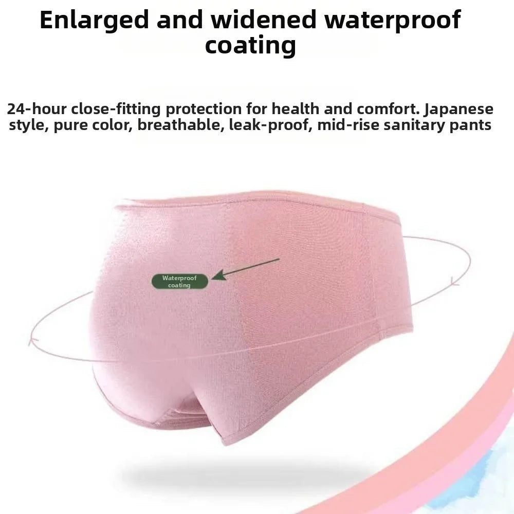 Cotton Menstrual Panties 3 Layer Waterproof Breathable Physiological Pants Antibacterial Middle Waist Leak Proof Underwear