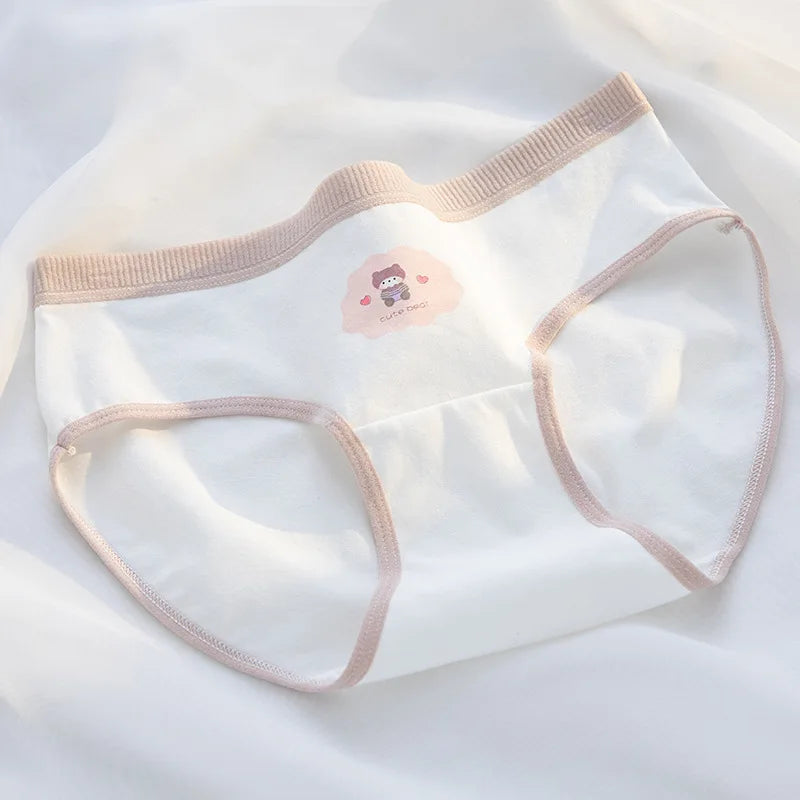 5Pcs/Set Cotton Underwear for Women Lovely Girl Bow Underpants Print Panties Breathable Briefs Girls Shorts Sexy Lingerie