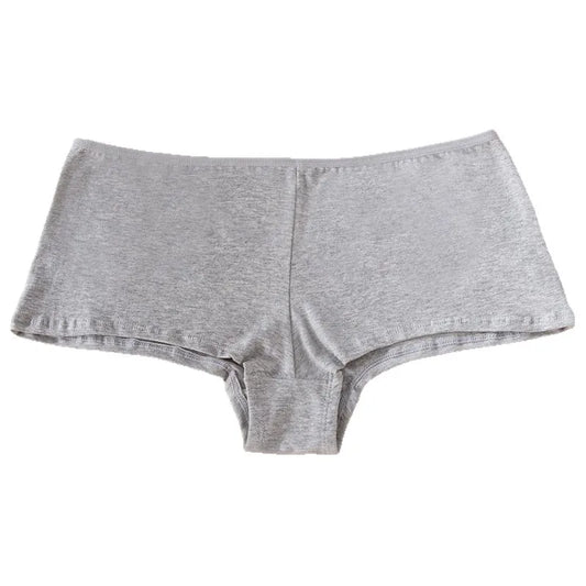 Women's Cotton Boyshort Underwear Mid-Rise Boxer Briefs Yoga Sports Soft Cotton Cozy Plain Solid Color Underpants for Daily Gym