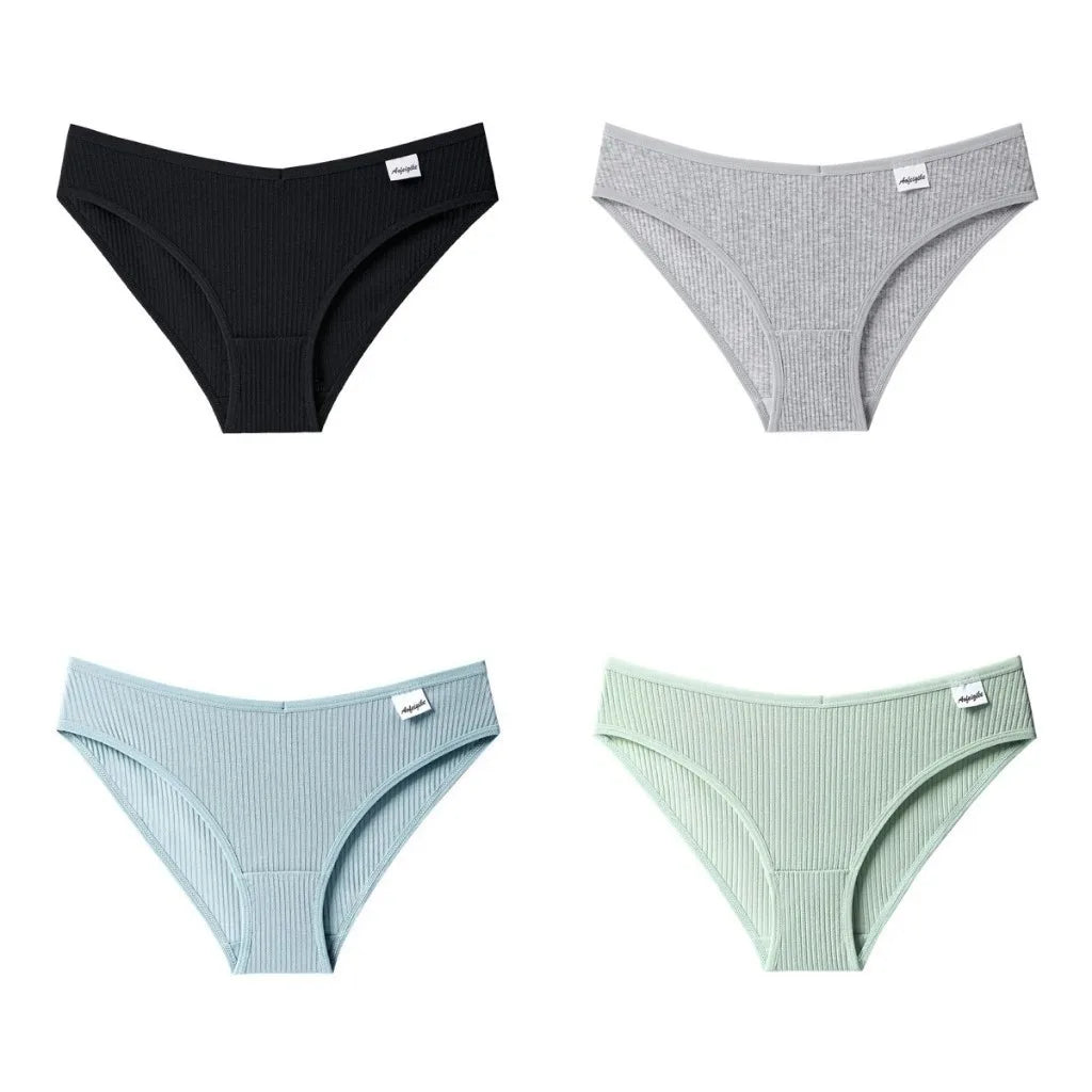 4 Cotton Underwear for Woman Antibacterial Seamless Panty Comfortable Breathable Deep V Plus Size Panties S-XXL