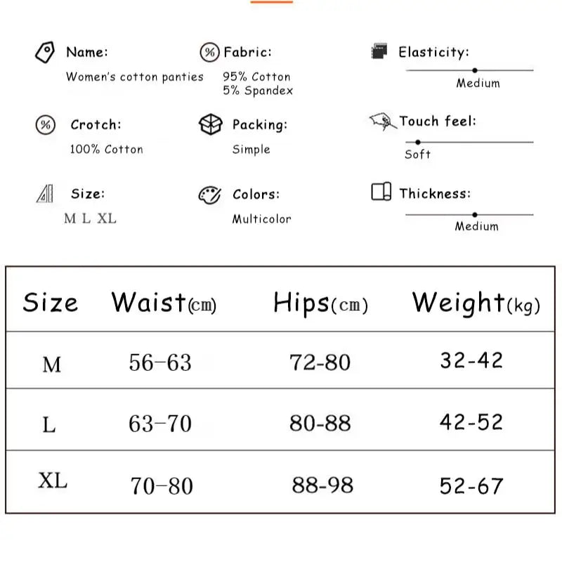5Pcs/Set Cotton Underwear for Women Lovely Girl Bow Underpants Print Panties Breathable Briefs Girls Shorts Sexy Lingerie